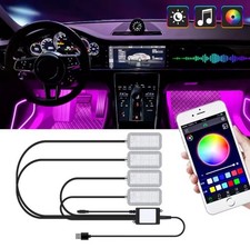 STRISCIA INTERNI AUTO LED RGB APP LUCI VANO PIEDI ATMOSFERA AMBIENTE USB 5V