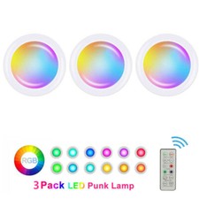 Set 3 luci LED da incasso RGB illuminazione vetrina cucina armadio telecomando