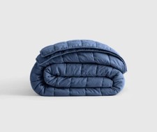 NWT! Quince Linen Indigo Blue Box Quilt ! Sz. Full/ Queen! (1226)