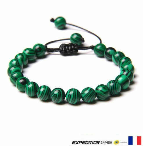 Bracelet corde perle malachite - bracelet,