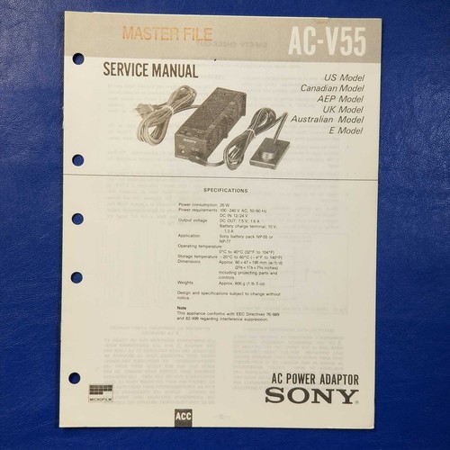 Sony v55 manuale - ac-v55,