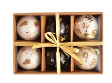 Ciao Set 6 sfere decoupage ornamentali Ho Ho Ho (Ø7,5cm) con nastro in tessuto