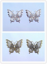 coppia filigrane farfalle in metallo colori argento bronzo misura 4x4,5 cm