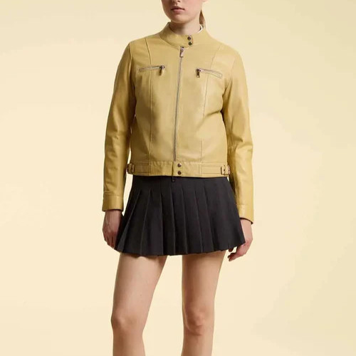 Giacca donna pelle gialla - pelle,