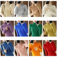 Donna Dolcevita Maglione Pullover Maglia Aderente Maglione a Costine Casual