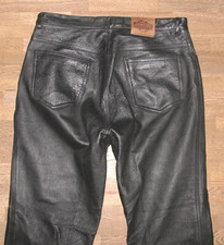 John F. Gee Jeans In Pelle Per Uomo Neri In Circa W36 / L31-32