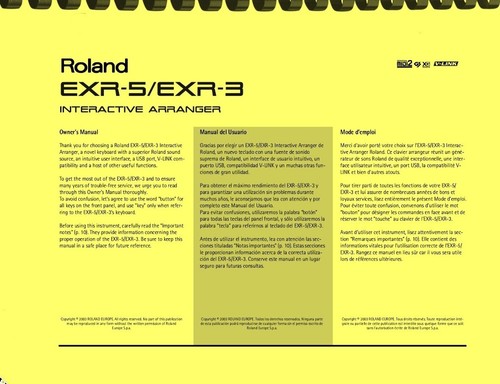 Roland exr - roland, manuale