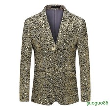 Giacche uomo chic paillettes club palco spettacolo festa formale due bottoni slim fit cappotti
