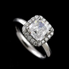 Anello da sposa 1,45 CT cuscino aureola 7 mm solitario moissanite argento sterling 925