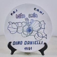PIATTO PREMIO IN CERAMICA SMALTATA LEGA FAENZA FCI CONI TROFEO EMILIA DINO DA...
