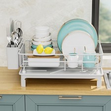 Rastrelliera Cucina Efficiente di Spazio con Scarico e Porta Utensili in Acciaio