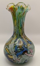 Vaso metà XX secolo AVEM Murano Bizantino Millefiori