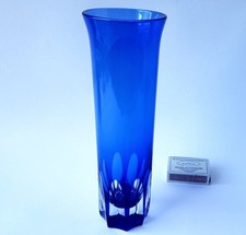 Vaso Vetro, Blu Cobalto, Tagliati a Mano, Vetro Cammeo, Um 1950 - 1960 N629