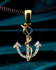 ciondolo oro bianco e giallo 18kt Ancora - gold charm white usato vintage