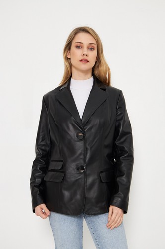 Giacca blazer donna pelle nera