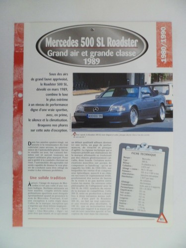 Carte fiche auto mercedes 500 - auto,