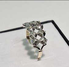 Anello Antico primi del ‘900 in Oro 18 Kt, Argento e 10 Diamanti taglio rosetta