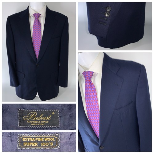 Belvest blazer 44l navy - blazer,