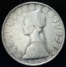 Moneta argento 500 lire Repubblica Italia 1958 varietà doppio bordo!!