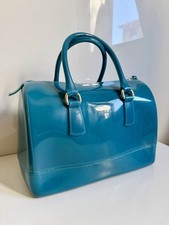 Borsa FURLA blu gomma media caramelle borsa gelatina borsa vintage plastica...