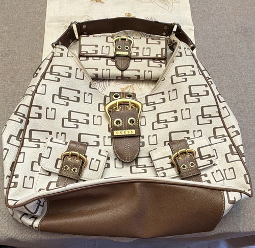 Guess beige brown logo print - guess,