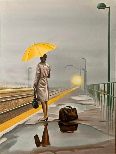 Attesa quadro olio - quadro,, su