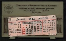1962 Vintage Portable Calendar