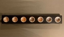 PORTACANDELE T-LIGHT IKEA Hallare VINTAGE 7 POSTI LEGNO SCURO BLACK NERO 