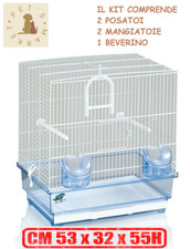 ALFA 50 Gabbia Voliera per Uccelli Pappagalli Inseparabili in Metallo 53x32x55h