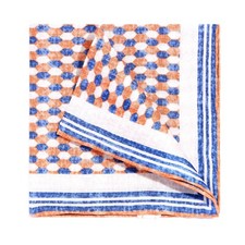 Fazzoletto Uomo 100%Seta Twill Denim Colore Arancione Tasca Quadrata 30cm 11,8in