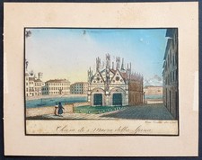 stampa antica acquaforte colori originali veduta pisa ranieri grassi 1830 circa