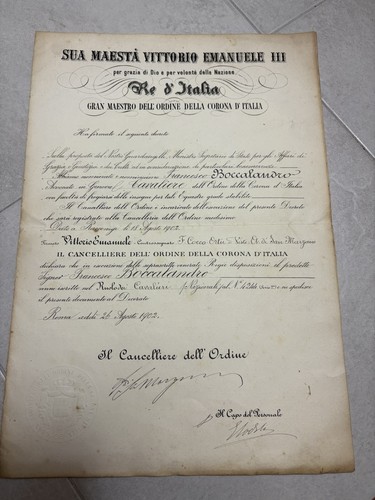 Diploma cavaliere ordine - cavaliere,
