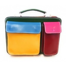 Cartella in pelle Tg. S Il Borsaro Multicolore Art. 91 Verde  Made in Italy