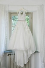 Abito da sposa semi ampio tulle ricamato in pizzo