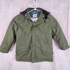 Parka vintage uomo verde oliva trapuntato giacca invernale isolata taglia M