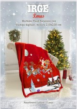 PLAID COPERTA CALDA IRGE SOFFICE TESSUTO CORAL E LANA STAMPA NATALIZIA SCOZZESE
