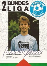 Martin Gesslein. Viktoria Aschaffenburg. 1988/89. Insegna originale. Biglietto autografo.