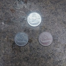 MONETA DA LIRE 5 DEL 1953, 1954, 1955 RARA DELFINO