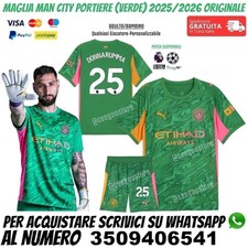 Maglia Manchester City Donnarumma Portiere 2025 2026 Verde Bambino Completino