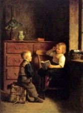 Dipinto olio edouard frere -