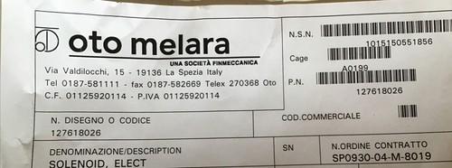 Elettrovalvola oto melara - oto,