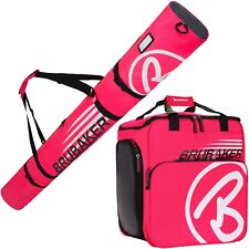 BRUBAKER 'Champion' set borsa porta scarponi e sacca sci 170 190cm fucsia bianco