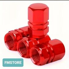 4 Tappini Tappi Alluminio Esagonale Rossi per Valvole Pneumatici Auto Moto Bike