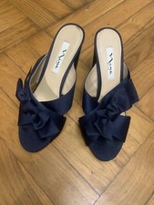 Scarpe Donna Nina NY Blu Di Raso Con Fiocco tacco alto Pochissimo Usate N. 39