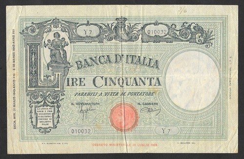Italia banconota 50 - 50, lire