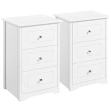 Set 2 Comodini Camera da Letto con Cassetti Stile Shabby Chic Cassettiera Bianco