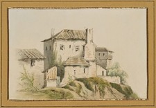 Casa in paesaggio montano, 1890 circa, Aq. Oggetto Archi Sconosciuto (XIX secolo)