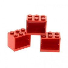 3x Lego armadio alloggiamento 2x3x2 rosso scatola scatola contenitore borchie pieno 4532a