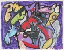 Alain Michel Boucher - Pittura Originale - Guazzo E Pastelli - I Cavalli 6