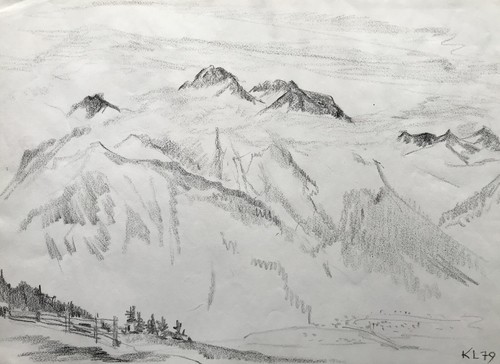 Disegno carbone paesaggio - carbone,